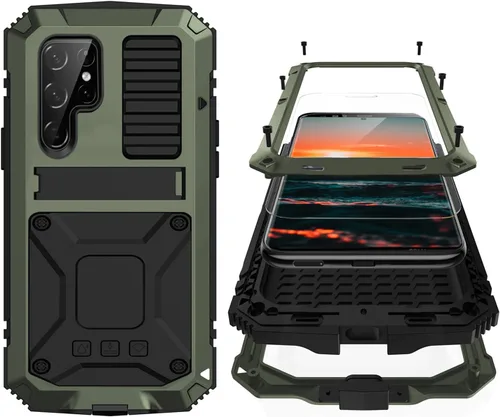 Miniatura 9 de Simicoo Funda militar compatible con Samsung S23 Ultra Metal con protector de pantalla de soporte, protección de cámara, resistente, a prueba de Azul