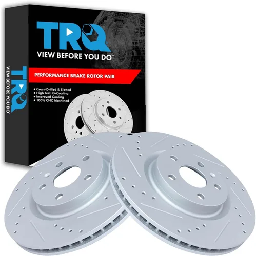 Miniatura 291 de TRQ Juego de rotores de freno de rendimiento trasero con revestimiento G premium compatible con Mazda 6 2014-2021