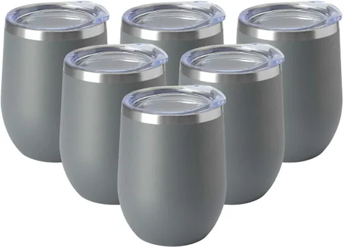 Miniatura 11 de HASLE OUTFITTERS Vaso de vino de 12 onzas con tapa, copas de vino sin tallo, tazas de viaje al vacío de doble pared, taza de café de acero Acero