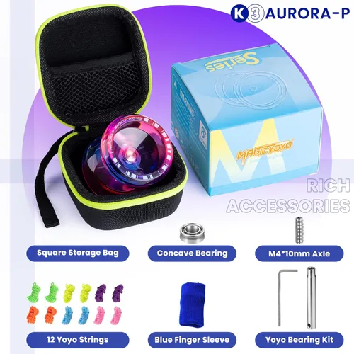 Miniatura 8 de MAGICYOYO Crystal Yoyo K3 Aurora-p, yoyó sensible para niños de 8 a 12 años, truco de giro de dedo profesional para avanzados, con rodamiento que