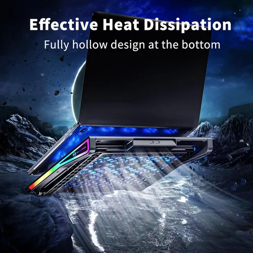 Miniatura 3 de AICHESON Almohadilla de refrigeración para laptop para juegos con 15 ventiladores más fríos, base de soporte RGB Ultimate para computadora con Azul