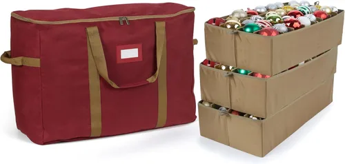 Miniatura 50 de Covermates Keepsakes Bolsa de almacenamiento ajustable para adornos, poliéster resistente, separadores acolchados y bandejas FlexGrid, organizador