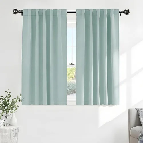 Miniatura 111 de PONY DANCE Cortinas cortas con aislamiento térmico para ventana pequeña, para guardería, baño, cocina, lavandería, caravana, sótano, 29 pulgadas