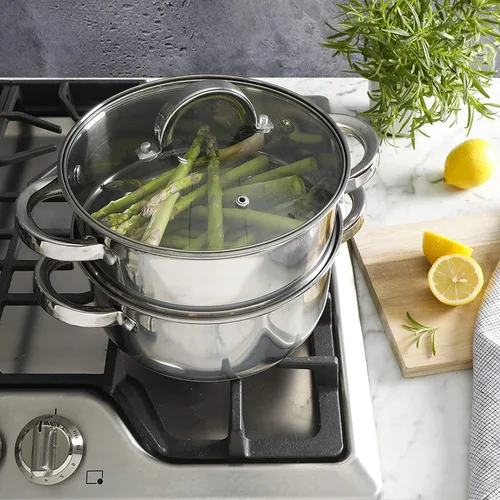 Miniatura 3 de Oster Sangerfield - Horno holandés de acero inoxidable de 3.0 cuartos de galón con cesta de vapor, utensilios de cocina duraderos para cocción lenta
