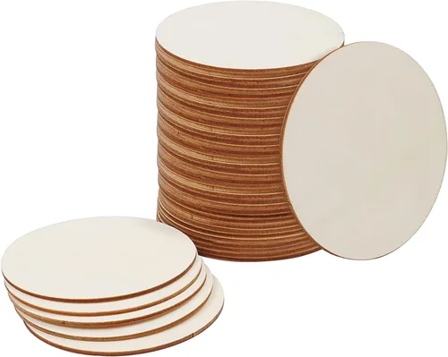 30 discos de madera redondos sin terminar de 4 pulgadas para manualidades, azulejos de madera recortados, círculos de madera, rebanadas redondas,