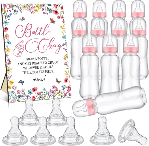 Miniatura 17 de TrelaCo Safari Cool Baby Shower Games Bottle Chug Sign Wooden Jungle Animals Set de regalo para revelación de género suministros de fiesta y 12