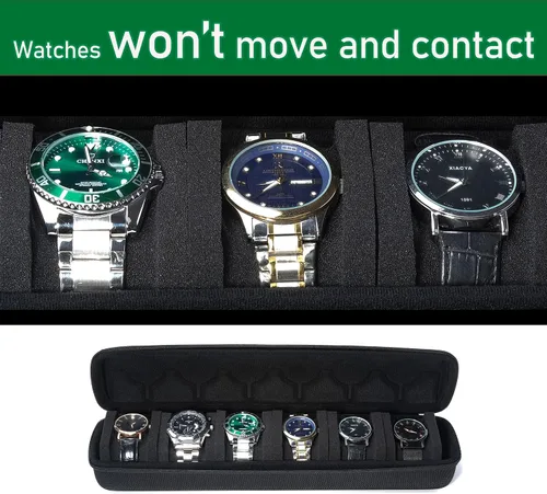 Miniatura 5 de AUKURA Estuche de viaje para reloj duro caja de almacenamiento y organizador de 5 ranuras para hombres y mujeres con almohada de reloj antimovimiento