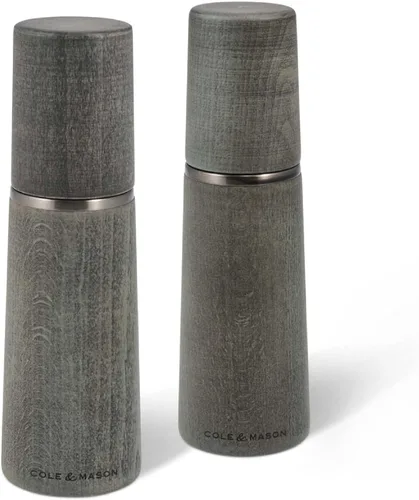 Miniatura 8 de Cole & Mason Marlow - Molinillo de sal de madera gris rústico, molinillo de sal equilibrado, herramientas de especias recargables, ajustes