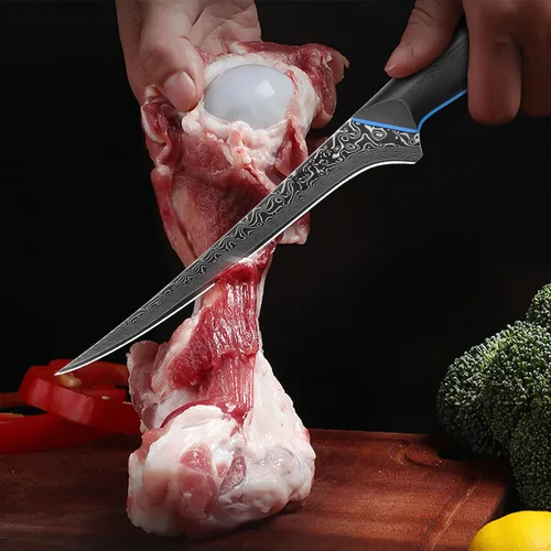 Miniatura 7 de Cuchillo de filete de 7 pulgadas, cuchillo para deshuesar carne ultra afilado en acero japonés de Damasco de 67 capas, cuchillos de pescado Cuchillo