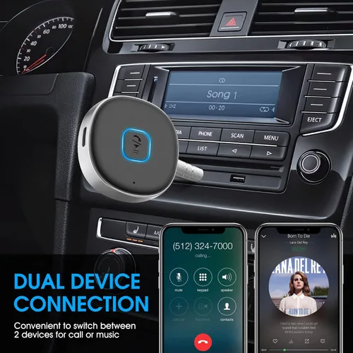 Miniatura 4 de LAICOMEIN - Receptor Bluetooth, adaptador auxiliar portátil para automóvil de 0.138 in, receptor de audio inalámbrico Bluetooth