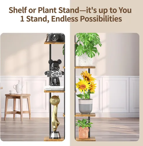 Miniatura 8 de LASZOLA Soporte Negro de Madera de 5 Niveles para Plantas de Interior para Macetas Más Grandes de Servicio Pesado, Estantes Verticales Resistentes