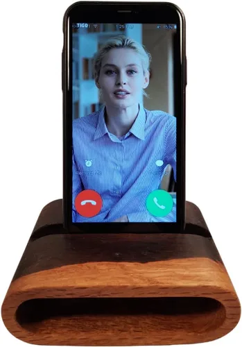 Miniatura 2 de Soporte para teléfono familiar de roble (tamaño grande, hecho para fundas de más de 1/2 pulgadas)