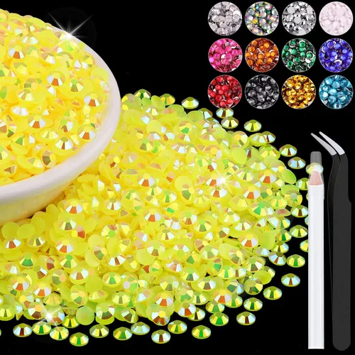 Miniatura 43 de 12000 diamantes de imitación de resina de 0.079 pulgadas a granel para manualidades (transparente), cristales deslumbrantes con parte trasera plana