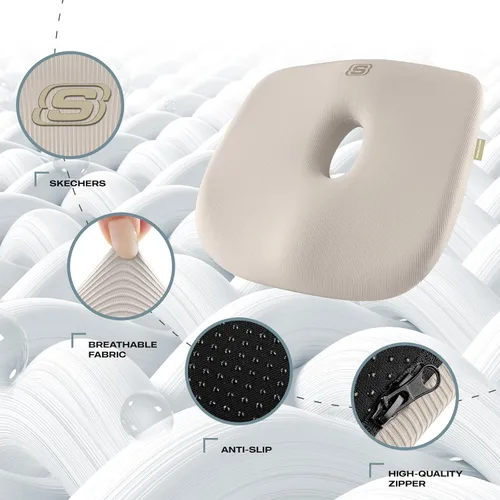 Miniatura 3 de Skechers Cojín de asiento de espuma viscoelástica, cojín para silla de oficina con forma de dona para aliviar el dolor de coxis, almohada para silla