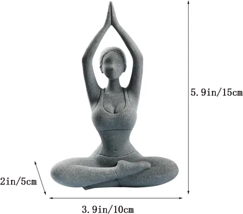 Miniatura 6 de livelyfish Estatua de dama de yoga, piedra arenisca, figura de yoga para meditación, figuras coleccionables para el hogar, estante del acuario