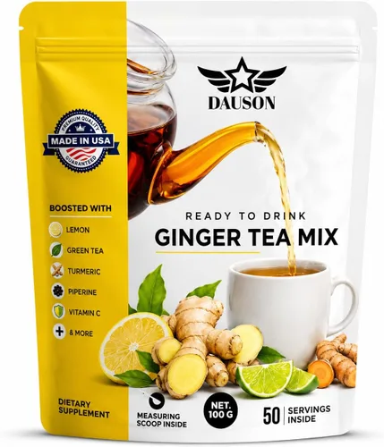 Té de cúrcuma de jengibre en polvo para digestión y apoyo inmunológico, mezcla de desintoxicación de hierbas con limón, raíz de regaliz, té verde