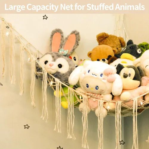 Miniatura 3 de Red de animales de peluche o hamaca con luz LED, red de hamaca de juguete de 59 pulgadas para animales de peluche, colgante en la esquina, soporte