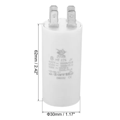 Miniatura 2 de PATIKIL CBB60 8uf Condensador de funcionamiento, AC 450V 4 pines 50/60Hz doble inserto cilindro inferior para aire acondicionado, bomba de agua