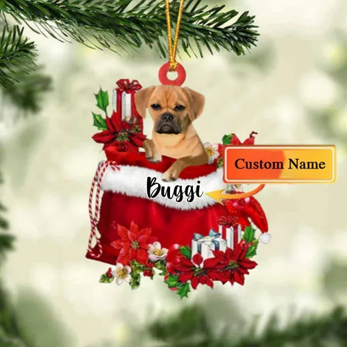 Miniatura 167 de Perro Akita Inu personalizado en bolsa de regalo, adorno de Navidad, nombre personalizado, regalo para amantes de los perros, familia, Navidad