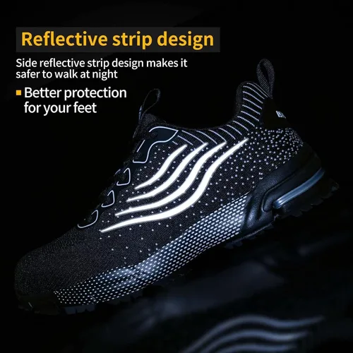 Miniatura 3 de Zapatos de punta de acero para hombres y mujeres, zapatos de seguridad ligeros, cómodos, con puntera de acero, zapatos de trabajo indestructibles