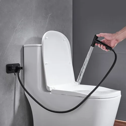 Miniatura 3 de Baño oculto latón montado en la pared caliente y frío mezclados bidé spray set NPT 1/2 mano pañal Shattaf accesorio de inodoro, oro cepillado