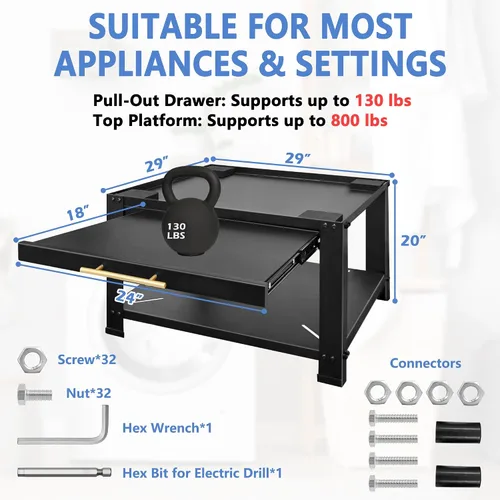 Miniatura 3 de Royxen Pedestales para Lavadora y Secadora Pedestal de Lavandería de Metal Resistente 29", Pedestal para Lavadora y Secadora Tornillos Extra Grandes