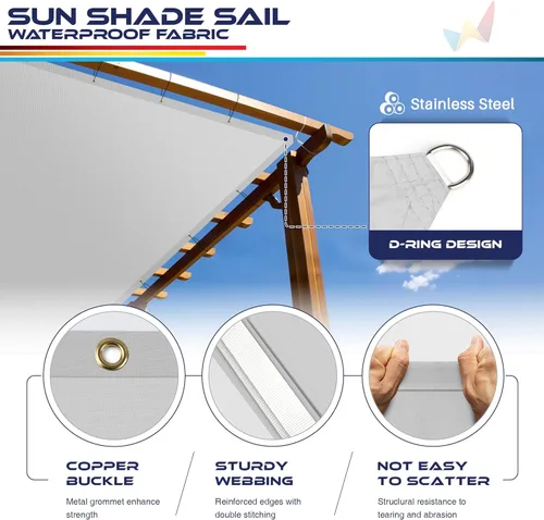 Miniatura 4 de Windscreen4less Toldo impermeable de 10 x 25 pies, con borde recto, para exteriores, bloqueo UV, para césped, patio, jardín, terraza, pérgola