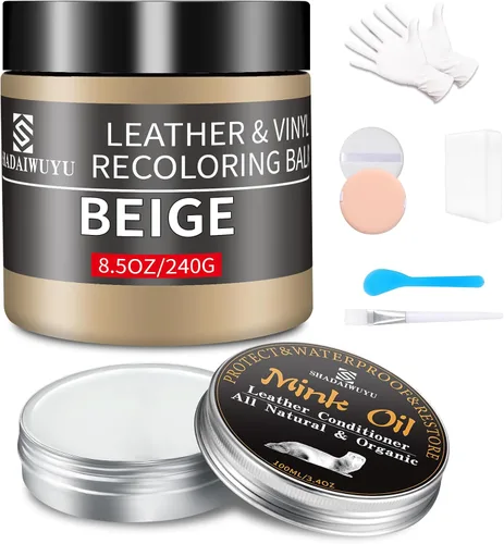 Miniatura 19 de Bálsamo restaurador de color para cuero, 8.5 onzas, kit reparador para muebles e interiores de autos, pintura para cuero ideal para arañazos, cuero