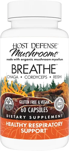 Miniatura 10 de Host Defense Breathe* Cápsulas – Suplemento de hongos de apoyo inmunológico y respiratorio – Suplemento herbario para la salud pulmonar con Chaga