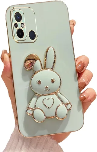 Miniatura 54 de Estuche con soporte de conejo de corazón para Xiaomi Redmi Note 10S, galvanizado suave TPU protector delgado a prueba de golpes con lindo conejito