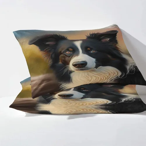 Miniatura 3 de Border Collie Sábanas tamaño individual XL, sábanas para perro, sábanas y fundas de almohada estampadas, juego de 3 piezas, sábana bajera ajustable