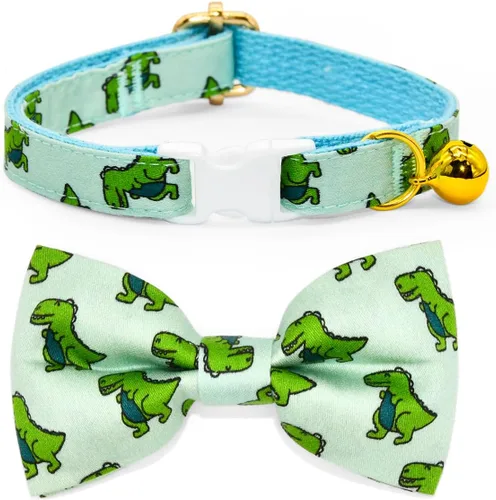Miniatura 28 de Collar de Gato Azul con Diseño de Búfalo a Cuadros, Conjunto de Lazo para Boda/Cumpleaños, Collar Separable para Gatito