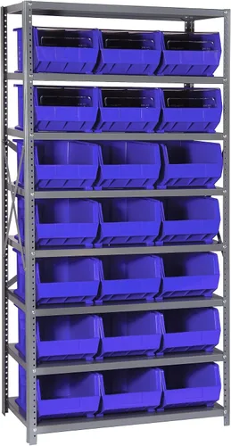Miniatura 294 de Quantum QSBU-245BK Heavy Duty Shelving Unit with (7) Shelves and (24) QUS245 Black Bins for Garage Warehouse Storage Distribution 400 lb Load