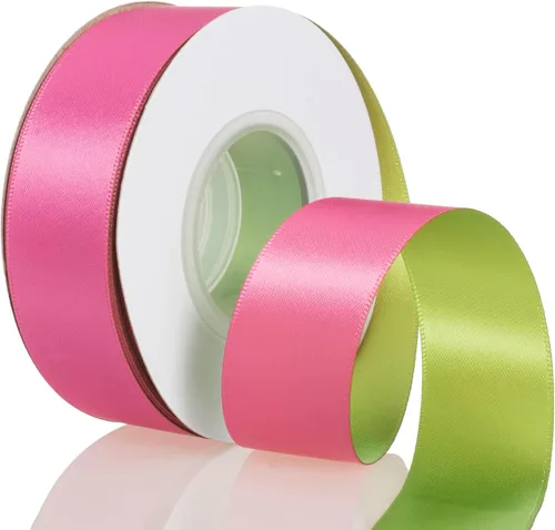 Miniatura 11 de YASEO Cinta de dos tonos de doble cara, 20 yardas y 1 pulgada, cinta de satén verde y rojo de doble cara para Navidad, boda, cumpleaños, envoltura