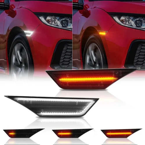 Gempro Luces LED de posición laterales para Honda Civic Sport Si 2016-2021 Civic Coupe Sedan Hatchback señales de giro delanteras secuenciales ámbar