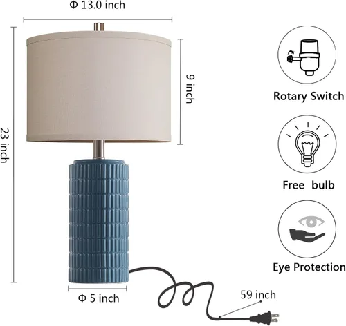 Miniatura 5 de AIEAMPDO Juego de 2 lámparas de mesa de cerámica estilo granja de 23'' para sala de estar, lámpara rústica para mesita de noche para dormitorio