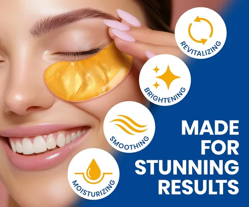 Miniatura 5 de Stylia Parches para usar debajo de los ojos para ojos hinchados y ojeras (20 pares) – Mascarilla de oro de 24 quilates para usar debajo de los ojos