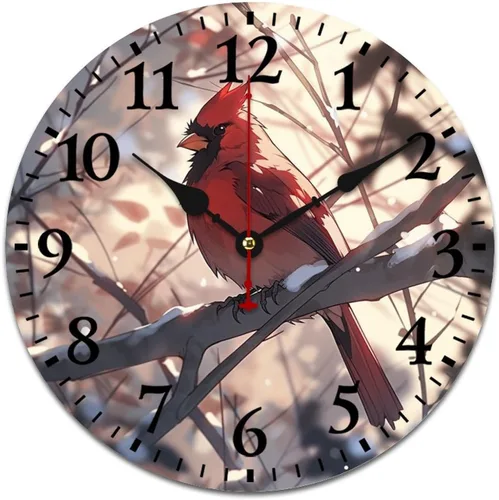 Miniatura 11 de Relojes de pared de 10 pulgadas, sombrero de Navidad, flamenco, reloj colgante de madera, silencioso, sin tictac, números arábigos, estilo país