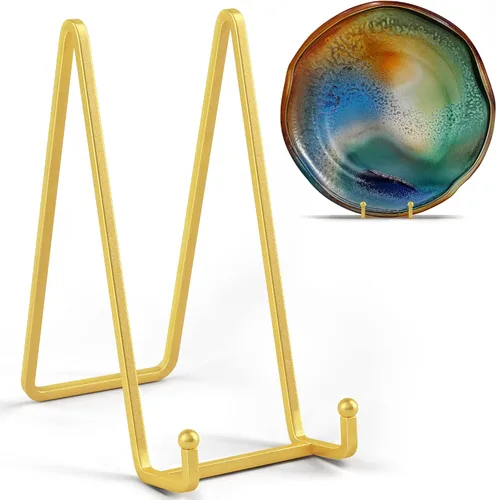 Miniatura 12 de IPAME Soportes cuadrados de metal para exhibir, soporte de 4.5 pulgadas + caballete para portarretratos para libros, placa decorativa, placa, foto