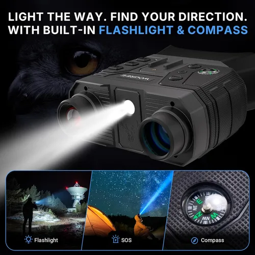 Miniatura 6 de Gafas de visión nocturna, prismáticos de visión nocturna 4K para adultos, foto de 36 MP, batería recargable de 5000 mAh, rango de 1300 pies, zoom