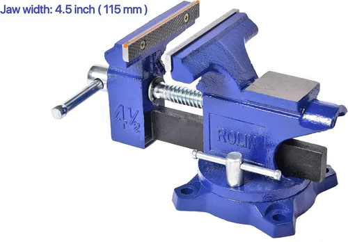 Miniatura 7 de Rolin Tornillo de banco de tornillo de banco 4-1/2 pulgadas con 240 grados giratorio Base Abrazadera Herramientas Home Vises Base de rotación