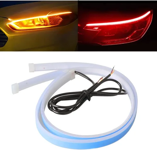 Miniatura 8 de TEKSHINNY - Tiras de luces LED para autos, 2 piezas de 24 pulgadas, tiras LED flexibles para faros delanteros, color dual, luces de señal de giro
