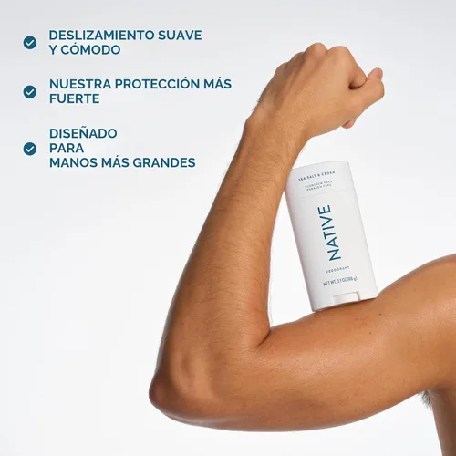 Miniatura 7 de Native Desodorante sin aluminio, sal marina y cedro, barra de gran tamaño, control de olores de 72 horas, para mujeres y hombres, contiene