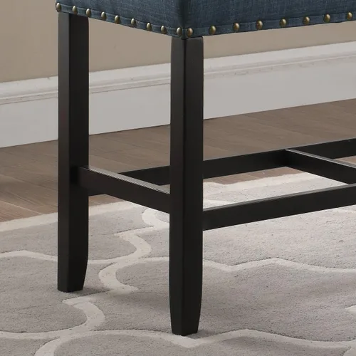 Miniatura 3 de Roundhill Furniture PB162BU Biony Banco de Comedor de Tela de Altura de Mostrador con Ribete de Tachuelas, Azul