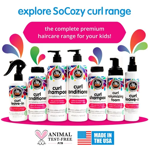 Miniatura 6 de So Cozy - Espray acondicionador sin enjuague, desenredante de cabello para niños y acondicionador para cabello rizado, sin parabenos, rizos sin