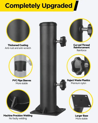 Miniatura 4 de Base de soporte para sombrilla de patio, soporte reforzado y resistente para sombrilla para exteriores y abrazadera en cubiertas, soporte