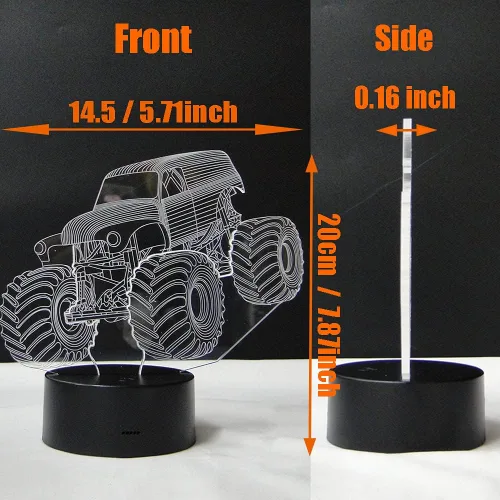Miniatura 4 de Monster Jam Truck Lámpara LED de Ilusión 3D de Color Mixto Luz Nocturna de Carro Regalo de Cumpleaños Regalo de Festival para Niño Pequeño Bebé Niño