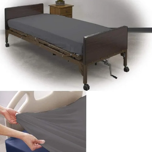 Miniatura 3 de Sábanas bajeras de hospital, ultra suaves, 100% algodón, juego de 2 sábanas bajeras para cama de hospital (paquete de 2, 36 x 84 x 14 pulgadas)
