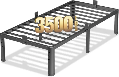 NKZ - Base para cama con plataforma metálica de 18 pulgadas, base de cama tamaño individual con patas de esquinas redondas, soporte de listones de