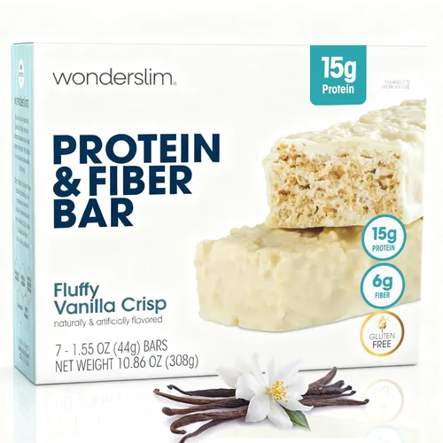 Miniatura 10 de WonderSlim Barras de proteína altas en fibra, crujiente Fluffy S'more 15g de proteína, 8g de fibra bajas en azúcar, bajas en carbohidratos